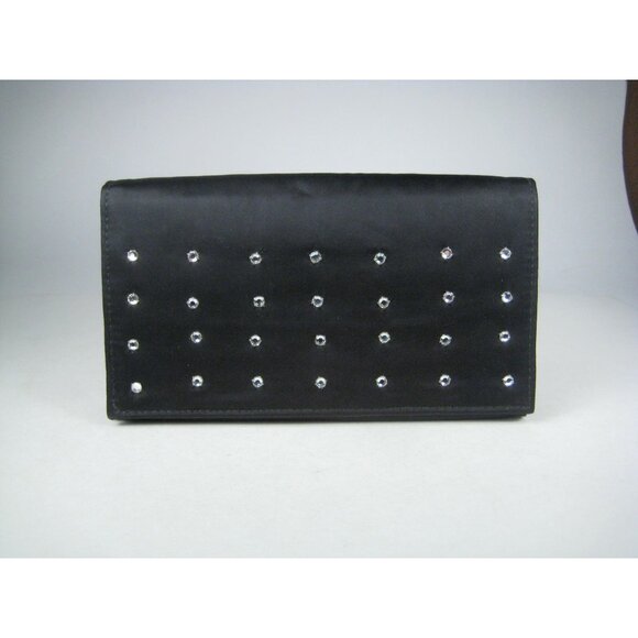 Britemode Black Clutch Rhinestones Snap Closure Purse Bag Front Flap Vintage - Picture 1 of 16